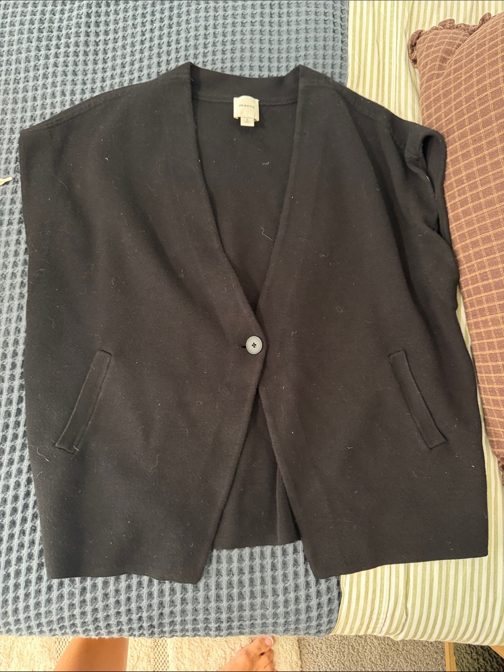 Anthropologie Black Single-Button Blazer Vest